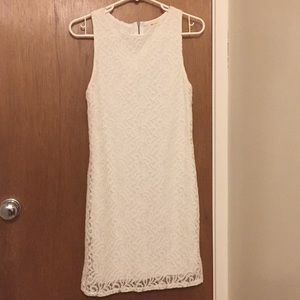 A beautiful white lace dress.